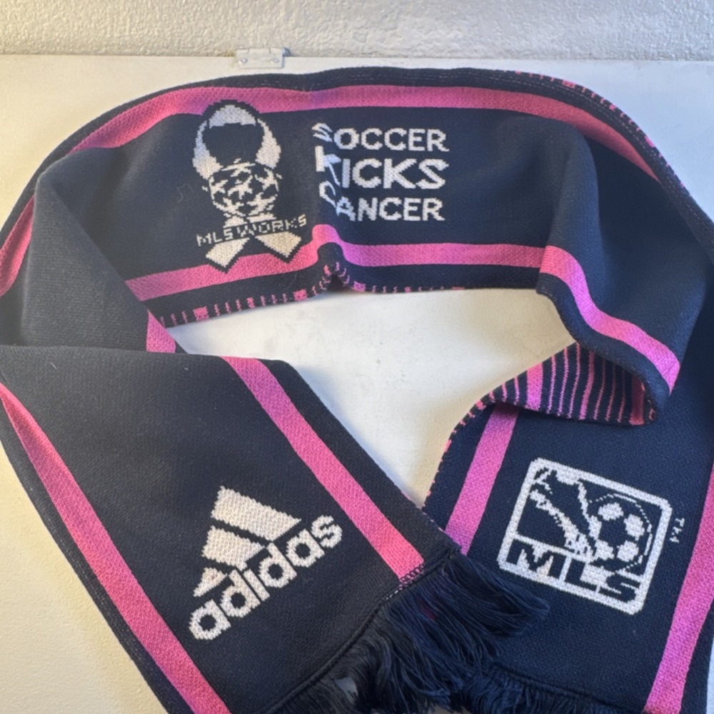 Adidas MLS Soccer Kicks Cancer Scarf Black Pink One Size Unisex Fan Scarf